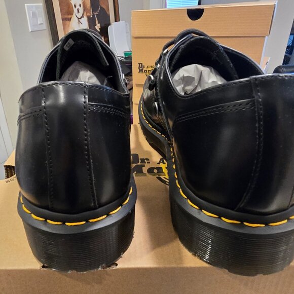 Dr Martens 1461 3-Eye Hardware Oxford Shoes Black Leather Men Size 12 NEW - Picture 6 of 9